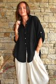 Pia Pillow Cotton Embroidered Tile Classic Shirt Black